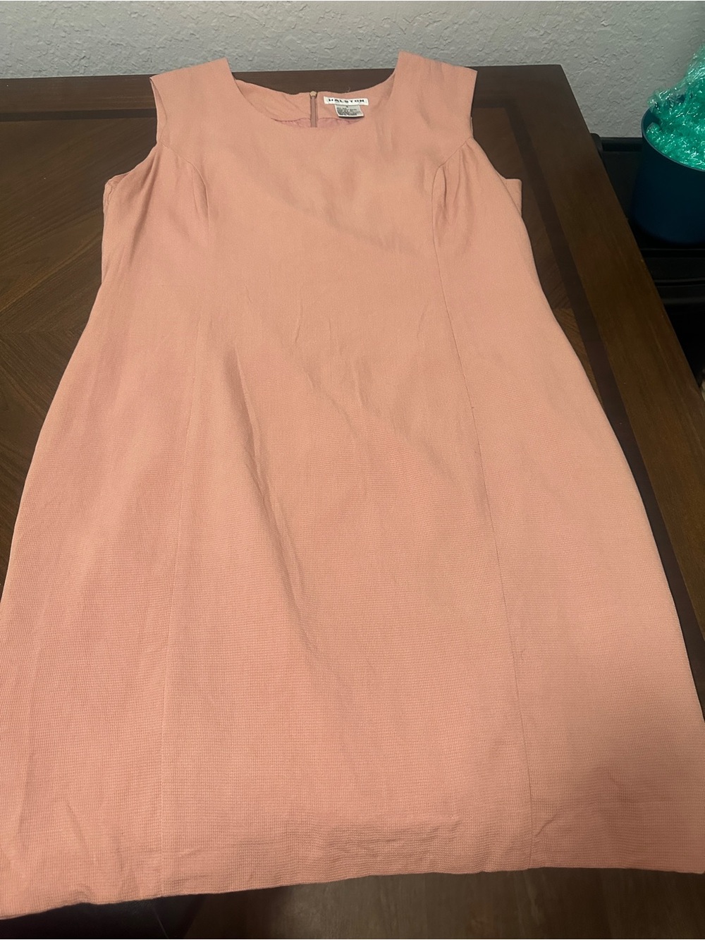 Halston Heritage 100% Silk Peach Sleeveless Sheath Dress